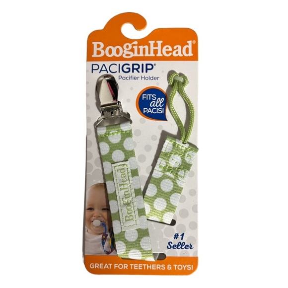 NWT BooginHead PaciGrip Green and White Polka Dot Pacifier Clip - Picture 8 of 9